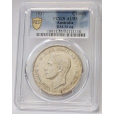 AUSTRALIA 1937 . CROWN . PCGS AU53